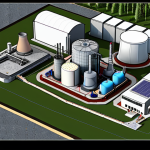 Nuclear Power Plant Design**

A detailed design schematic of a modern nuclear power plant, highlighting safety features and sustainable development aspects, with visible labels indicating key components like the reactor core, waste management systems, and carbon emission reduction technologies.

**